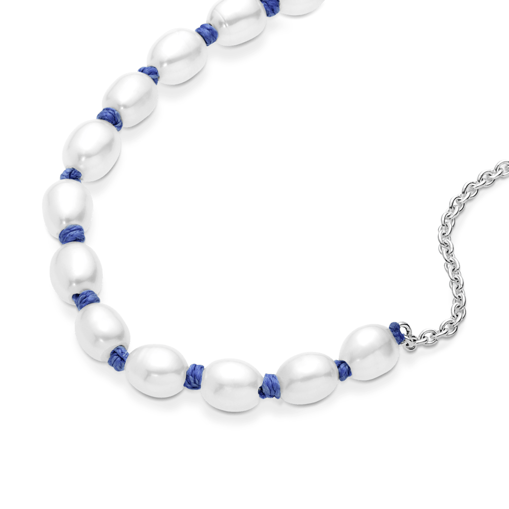 Gėlavandenių kultivuotų perlų mėlynos grandinėlės apyrankė - Pandora LT