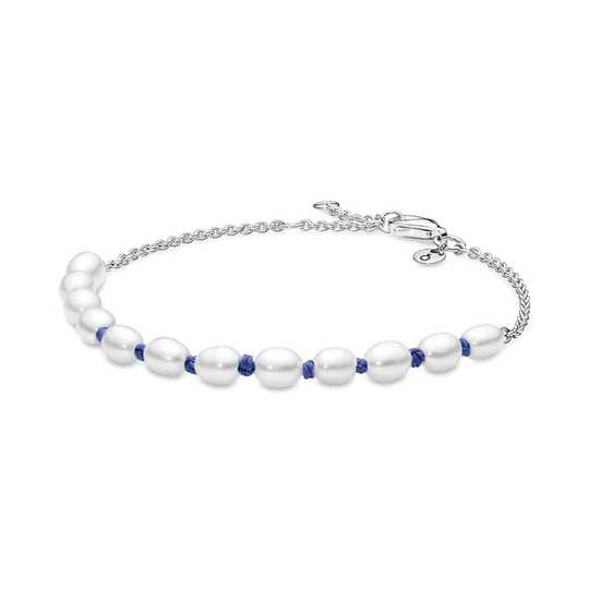 Gėlavandenių kultivuotų perlų mėlynos grandinėlės apyrankė - Pandora LT