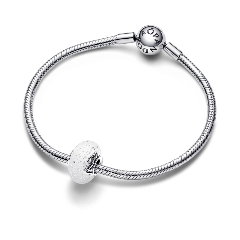 Glittery White Murano Glass Mum & Love Charm - Pandora Lietuva