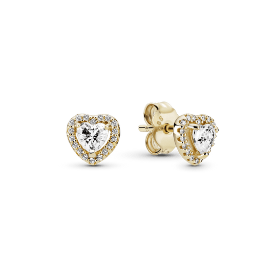 Įsmeigiami auskarai su į širdelės formą įsodintu akmeniu - Pandora Lietuva