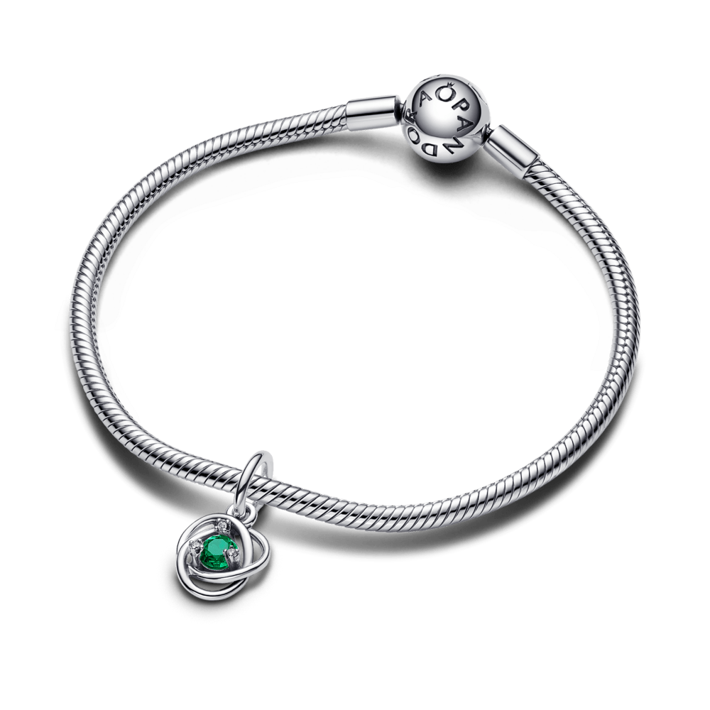 Karoliukas-pakabukas „Amžinybės ratas“ su žaliu kristalu - Pandora Lietuva