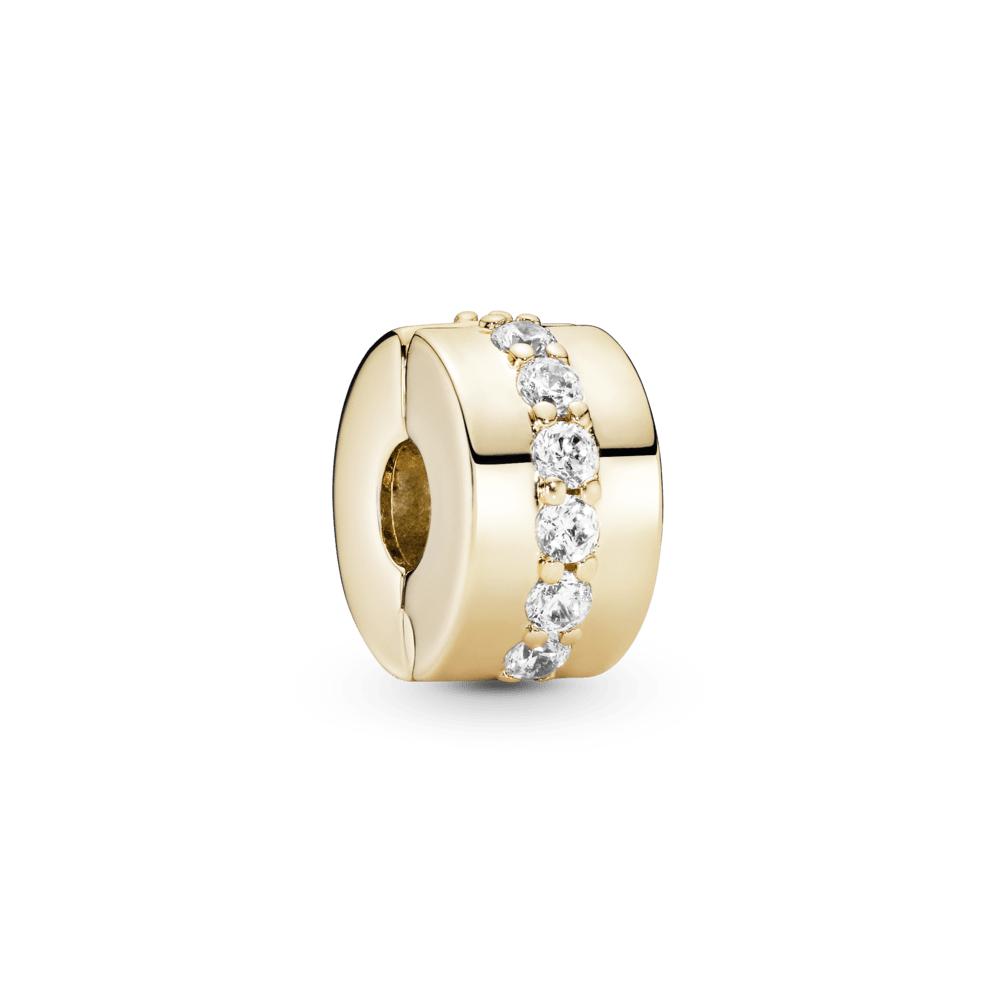 Karoliukas - spaustukas su eilute išdėliotais skaisčiai žėrinčiais akmenukais - Pandora Lietuva