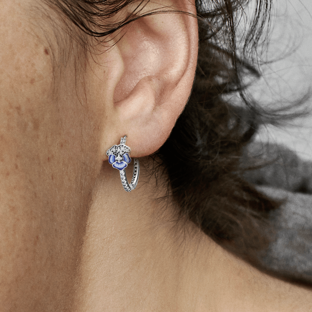 Lankelio formos auskarai – Mėlyna gėlė našlaitė - Pandora Lietuva