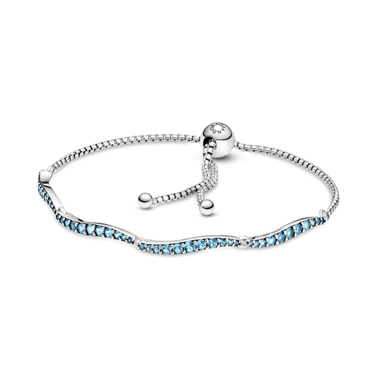 Mėlyna banguota apyrankė su slankiuoju užsegimu - Pandora LT