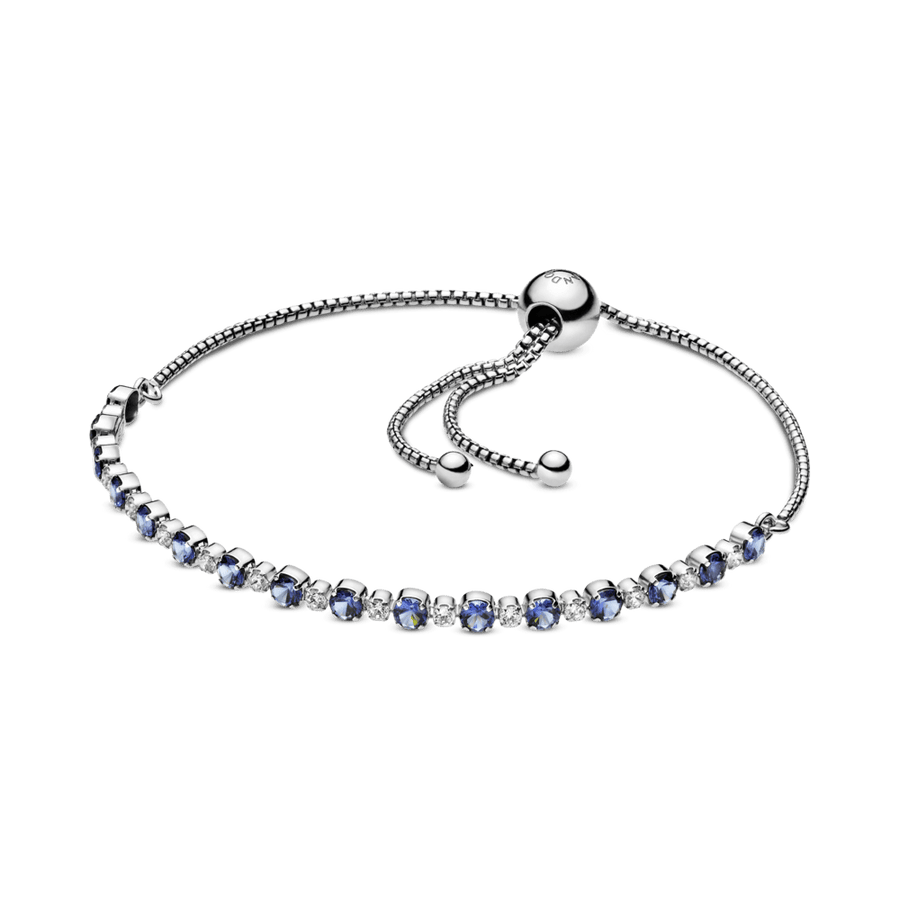 Mėlynai žėrinti apyrankė su slankiuoju užsegimu - Pandora Lietuva