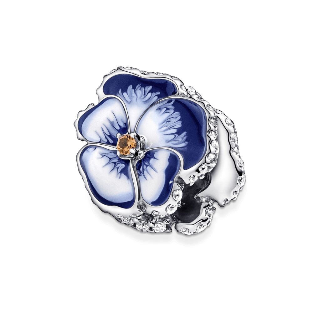 Mėlynos gėlės našlaitės karoliukas - Pandora LT
