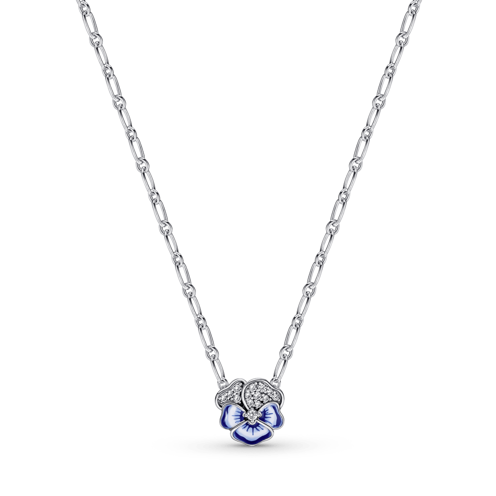 Mėlynos našlaitės gėlės kaklo vėrinys - Pandora Lietuva