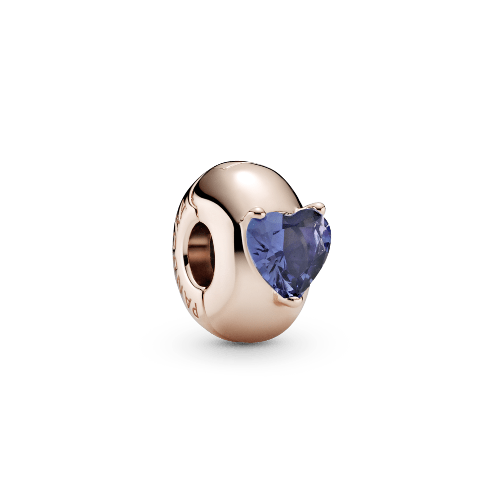 Mėlynos širdies soliterio spaustukas - Pandora Lietuva