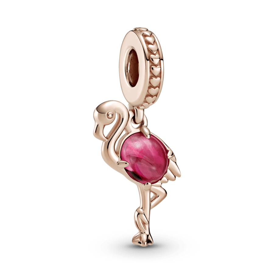 Murano stiklo rožinio flamingo kabantis karoliukas - Pandora LT
