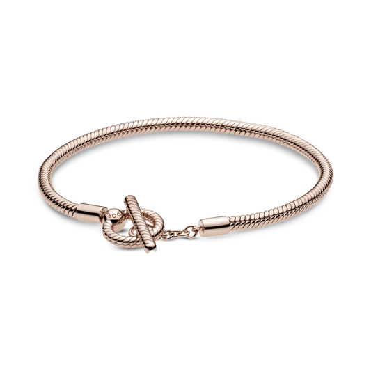 Pandora Moments 14 karatų rausvuoju aukso padengto metalo T-užsegimo apyrankė - Pandora LT