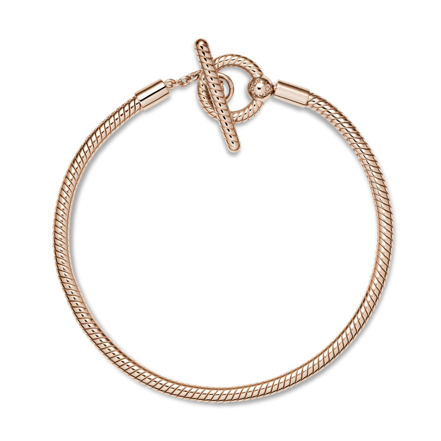 Pandora Moments 14 karatų rausvuoju aukso padengto metalo T-užsegimo apyrankė - Pandora LT