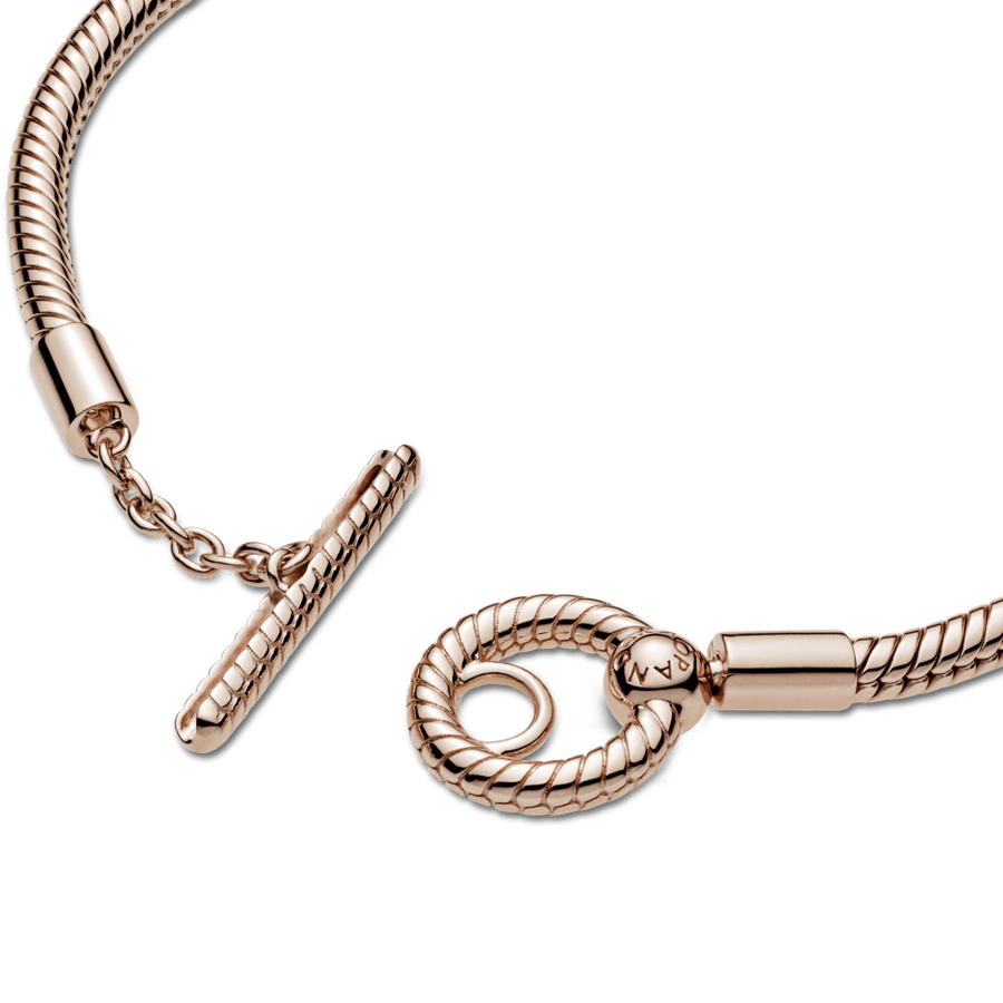 Pandora Moments 14 karatų rausvuoju aukso padengto metalo T-užsegimo apyrankė - Pandora LT