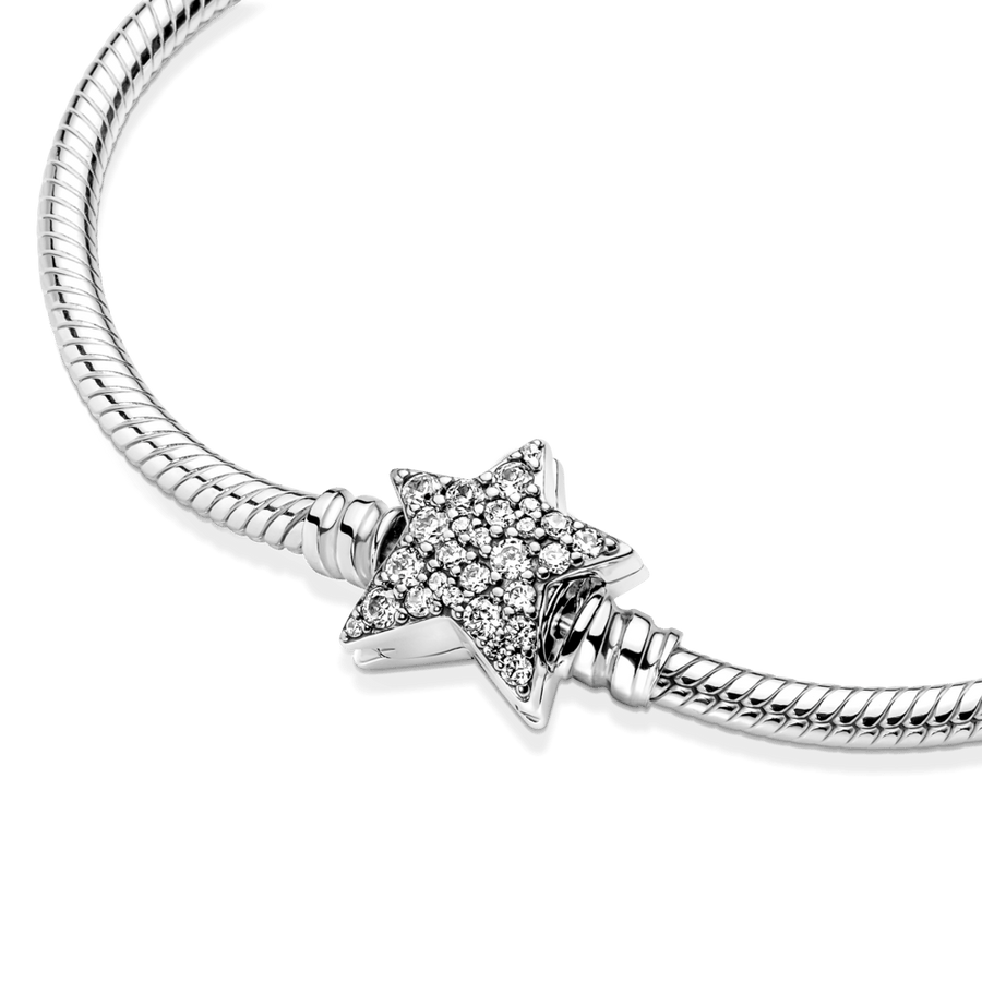 Pandora Moments asimetriška gyvatės pynimo grandinėlės apyrankė su žvaigždės formos užsegimu - Pandora LT