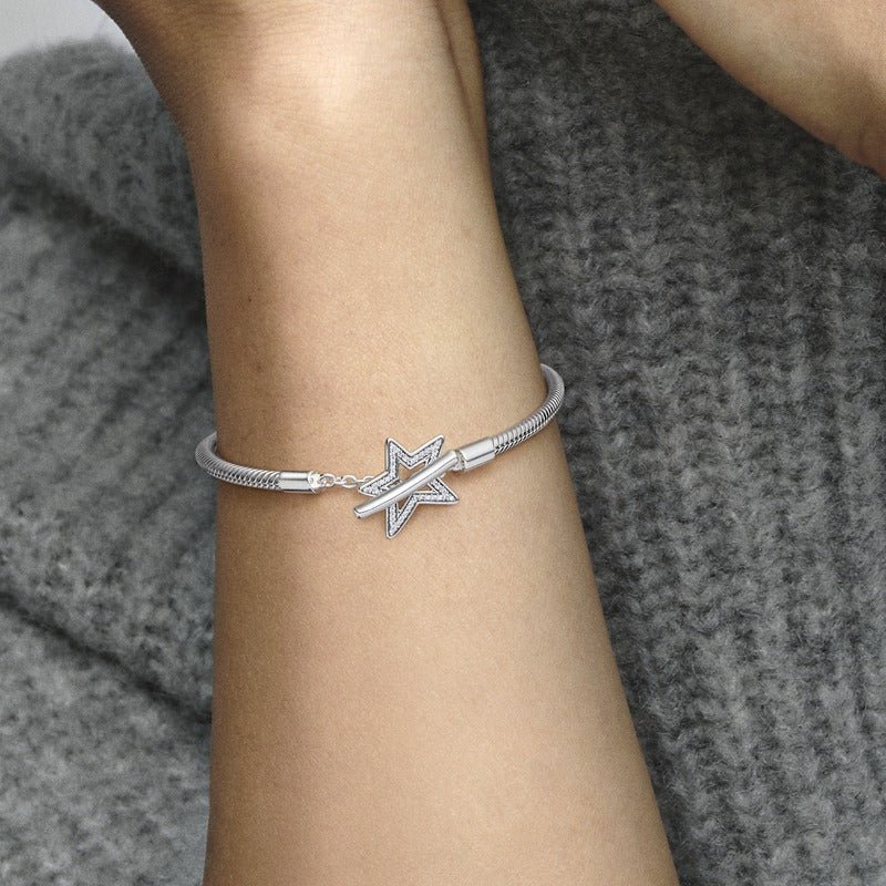 Pandora Moments Asymmetric Star T-bar Snake Chain Bracelet apyrankė su gyvatės pynimo grandinėle - Pandora LT