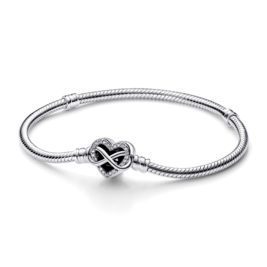 Pandora Moments Sparkling Infinity Heart Clasp Snake Chain Bracelet apyrankė - Pandora Lietuva