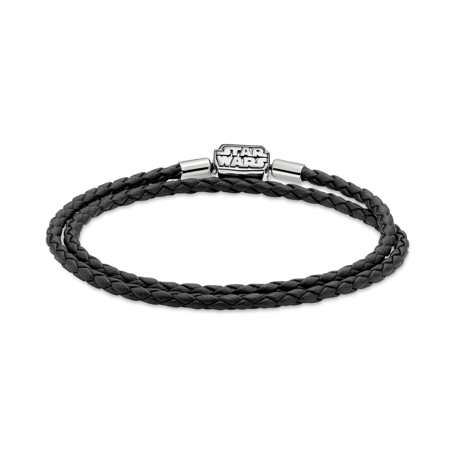 Pandora Moments Žvaigždžių karų™ užsegimo dviguba juoda odinė apyrankė - Pandora LT