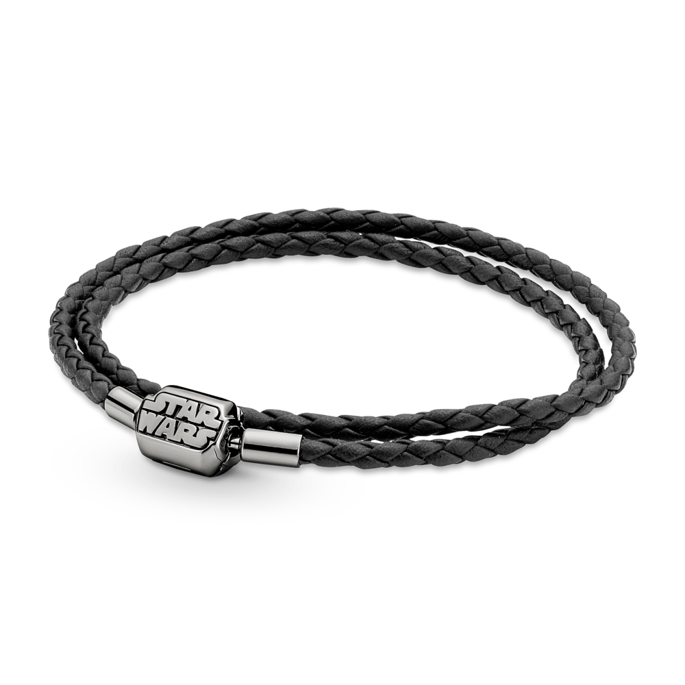 Pandora Moments Žvaigždžių karų™ užsegimo dviguba juoda odinė apyrankė - Pandora LT