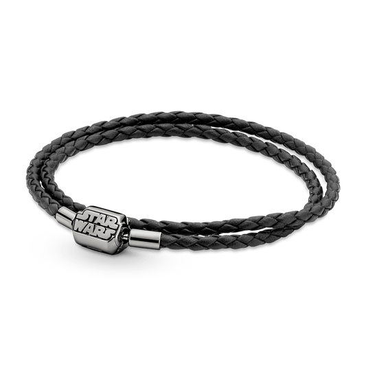 Pandora Moments Žvaigždžių karų™ užsegimo dviguba juoda odinė apyrankė - Pandora LT