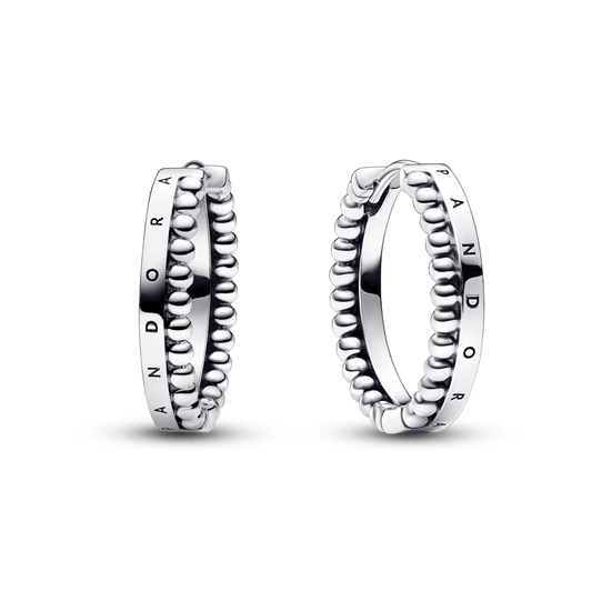 Pandora Signature Logo & Beads Hoop Earrings auskarai - Pandora LT