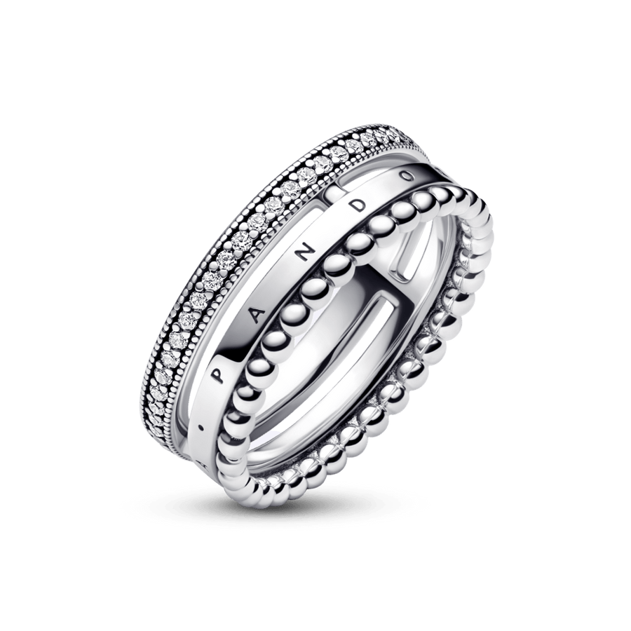 Pandora Signature Logo Pavé & Beads Ring žiedas - Pandora LT