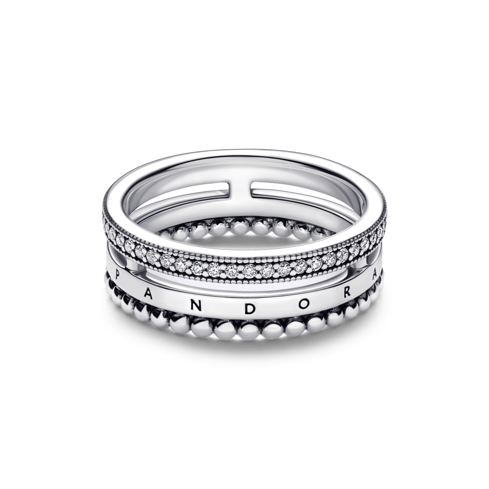 Pandora Signature Logo Pavé & Beads Ring žiedas - Pandora LT
