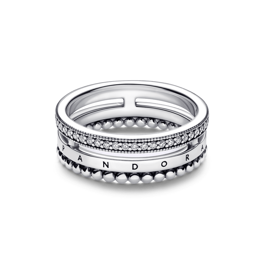 Pandora Signature Logo Pavé & Beads Ring žiedas - Pandora LT
