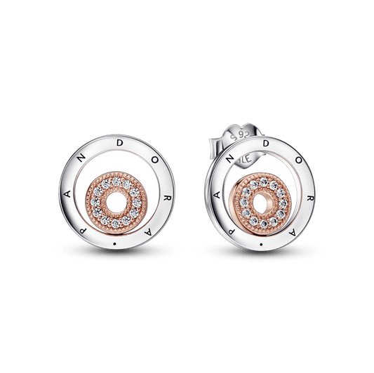 Pandora Signature Two-tone Logo Circles Stud Earrings auskarai - Pandora LT