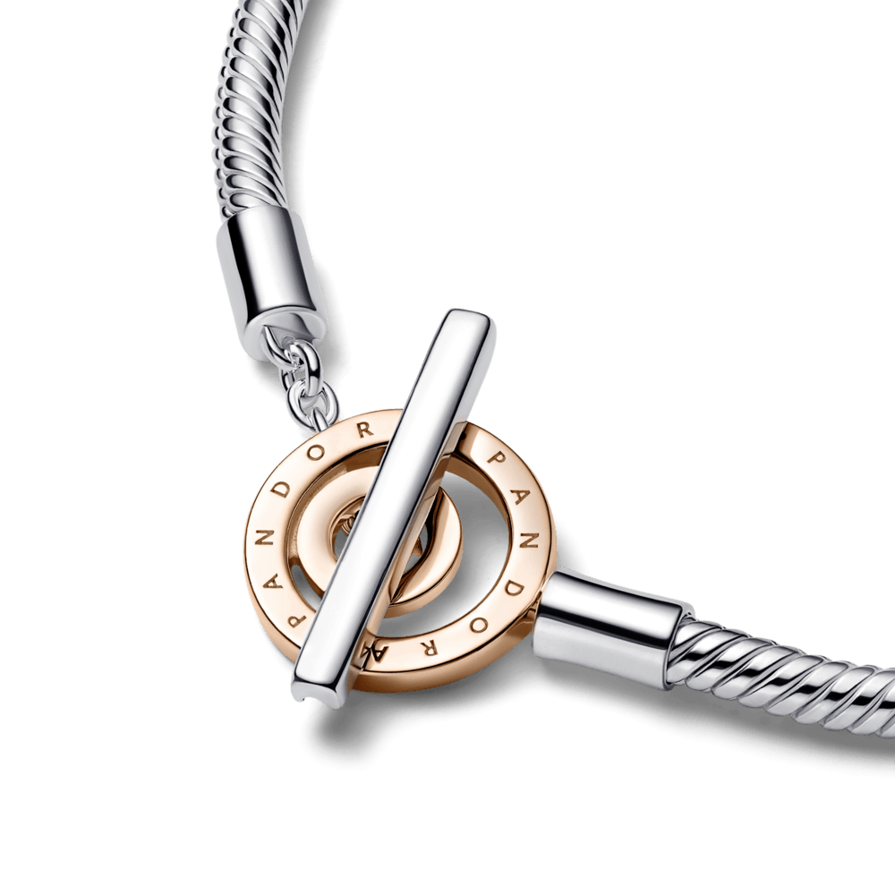 Pandora Signature Two-tone Logo T-Bar Snake Chain Bracelet apyrankė - Pandora LT