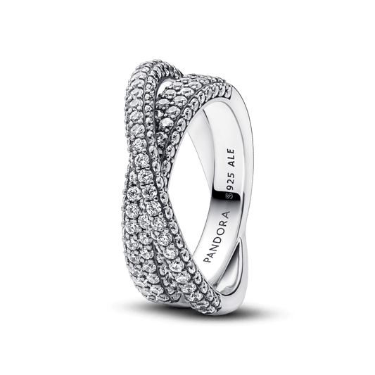 Pandora Timeless Kryžminis Pavé Dvigubos Juostos Žiedas - Pandora Lietuva