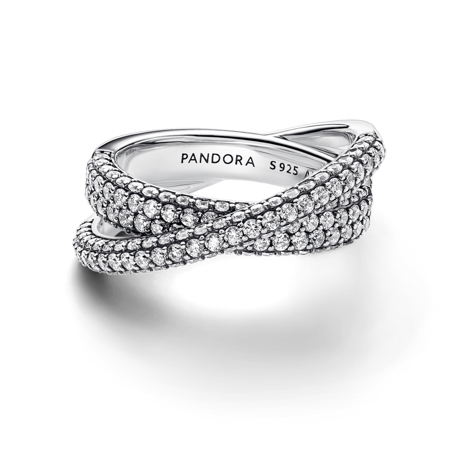 Pandora Timeless Kryžminis Pavé Dvigubos Juostos Žiedas - Pandora Lietuva