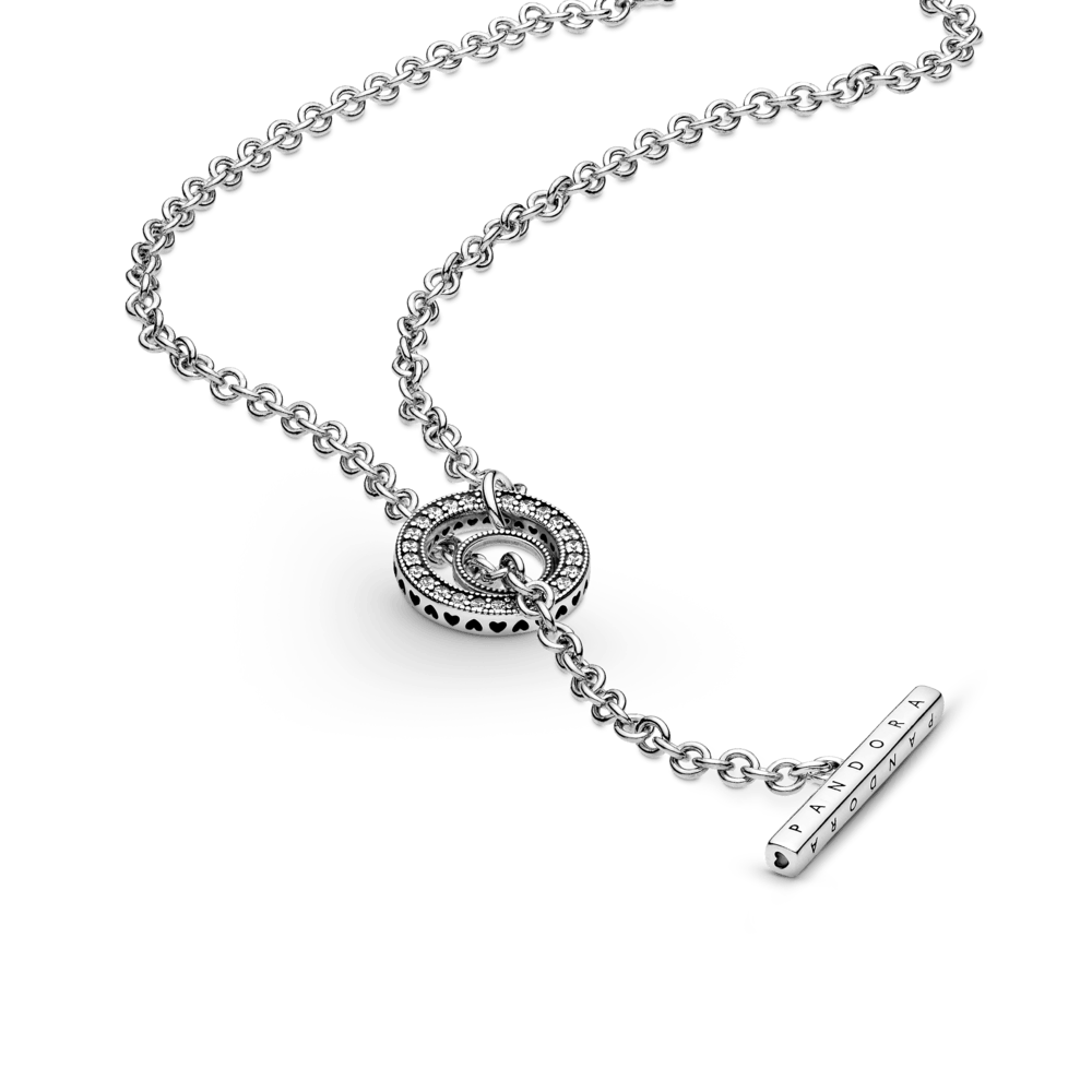 Pavé stiliaus vėrinys su logotipu ir „T“ formos užsegimu - Pandora LT