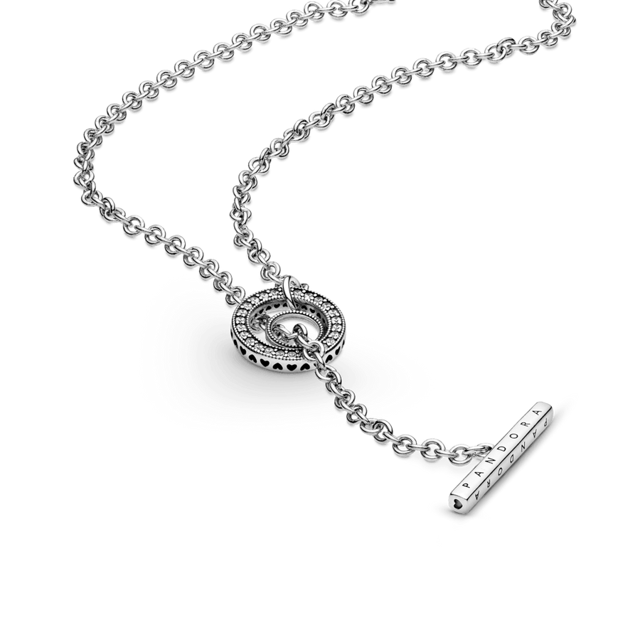 Pavé stiliaus vėrinys su logotipu ir „T“ formos užsegimu - Pandora LT