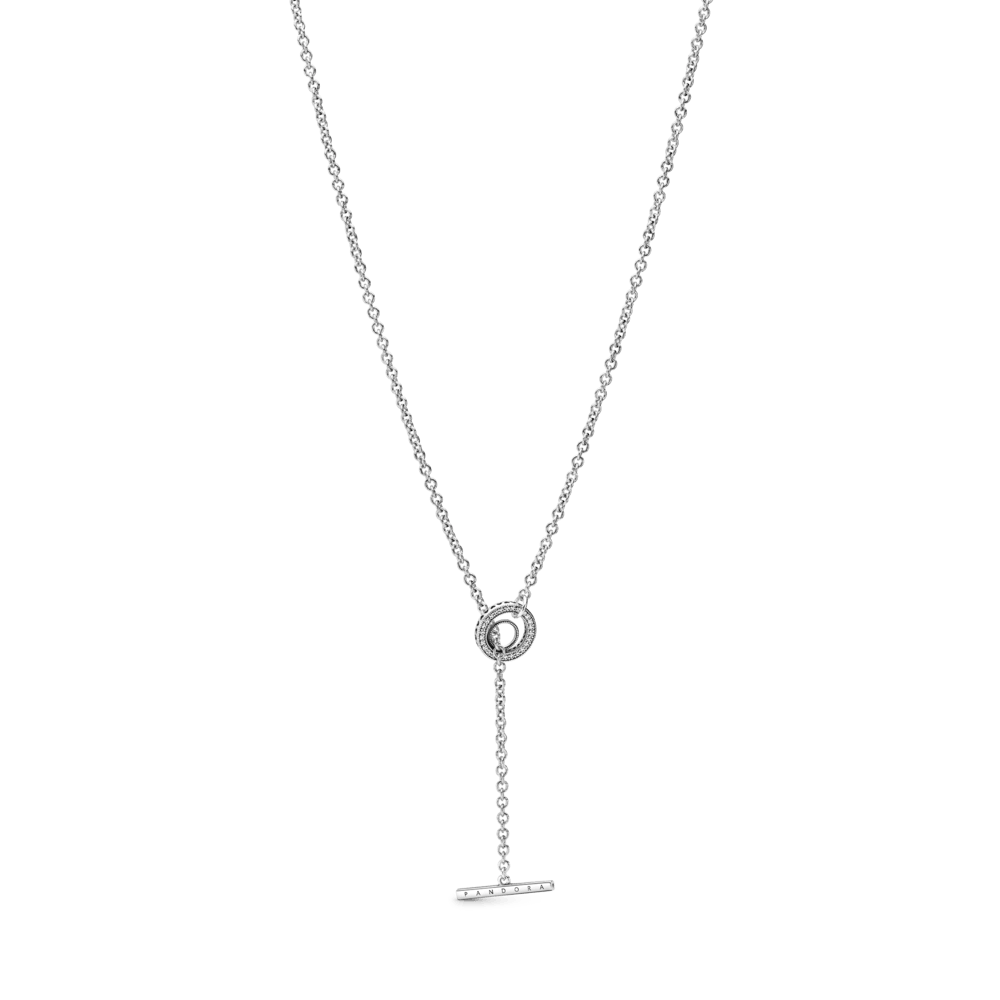 Pavé stiliaus vėrinys su logotipu ir „T“ formos užsegimu - Pandora LT