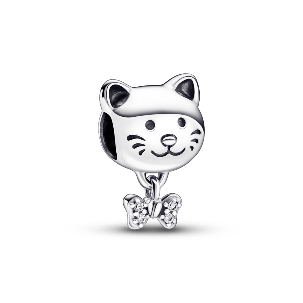 Pet Cat & Bow Charm pakabukas - Pandora Lietuva