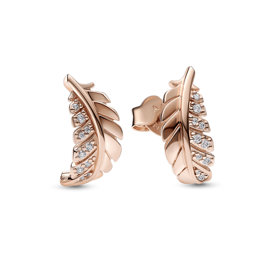 Plūduriuojantys išlenkti plunksnų įveriami auskarai - Pandora Lietuva