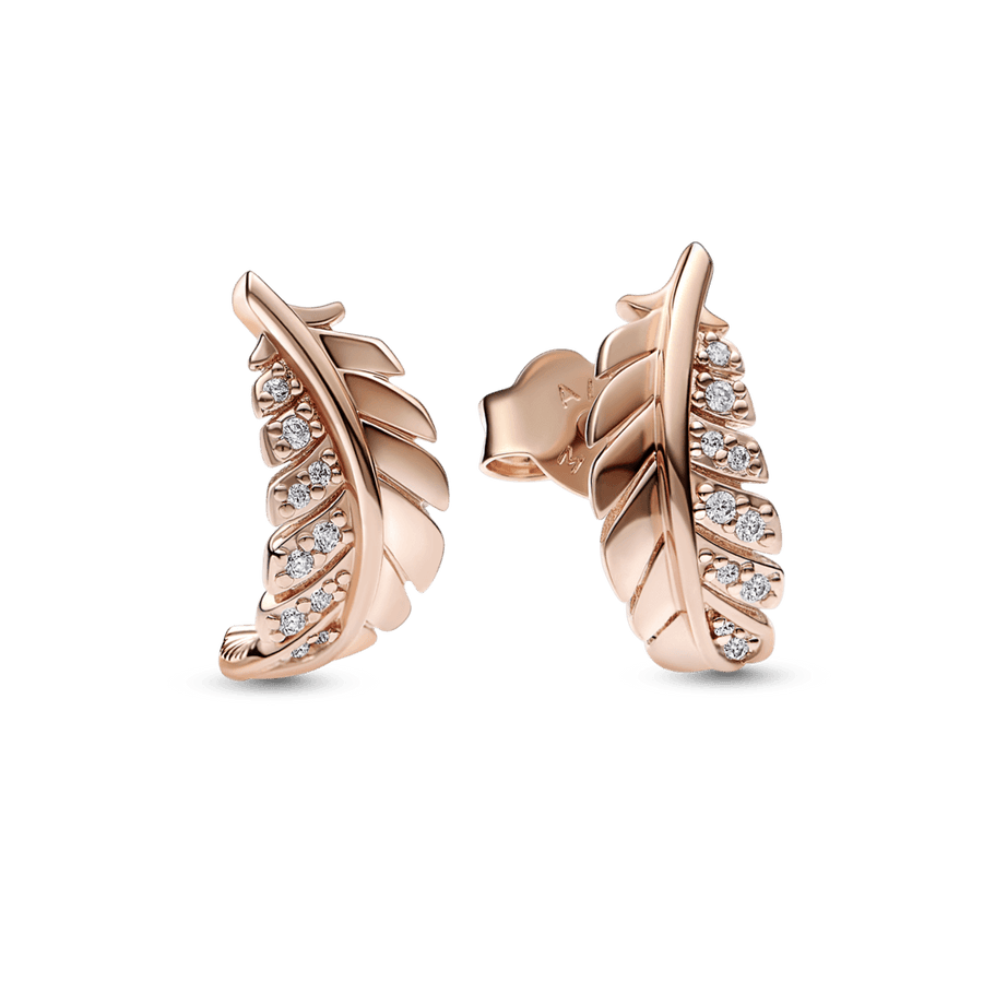 Plūduriuojantys išlenkti plunksnų įveriami auskarai - Pandora Lietuva