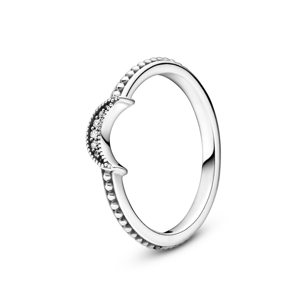 Pusmėnulio formos žiedas su karoliukais - Pandora LT