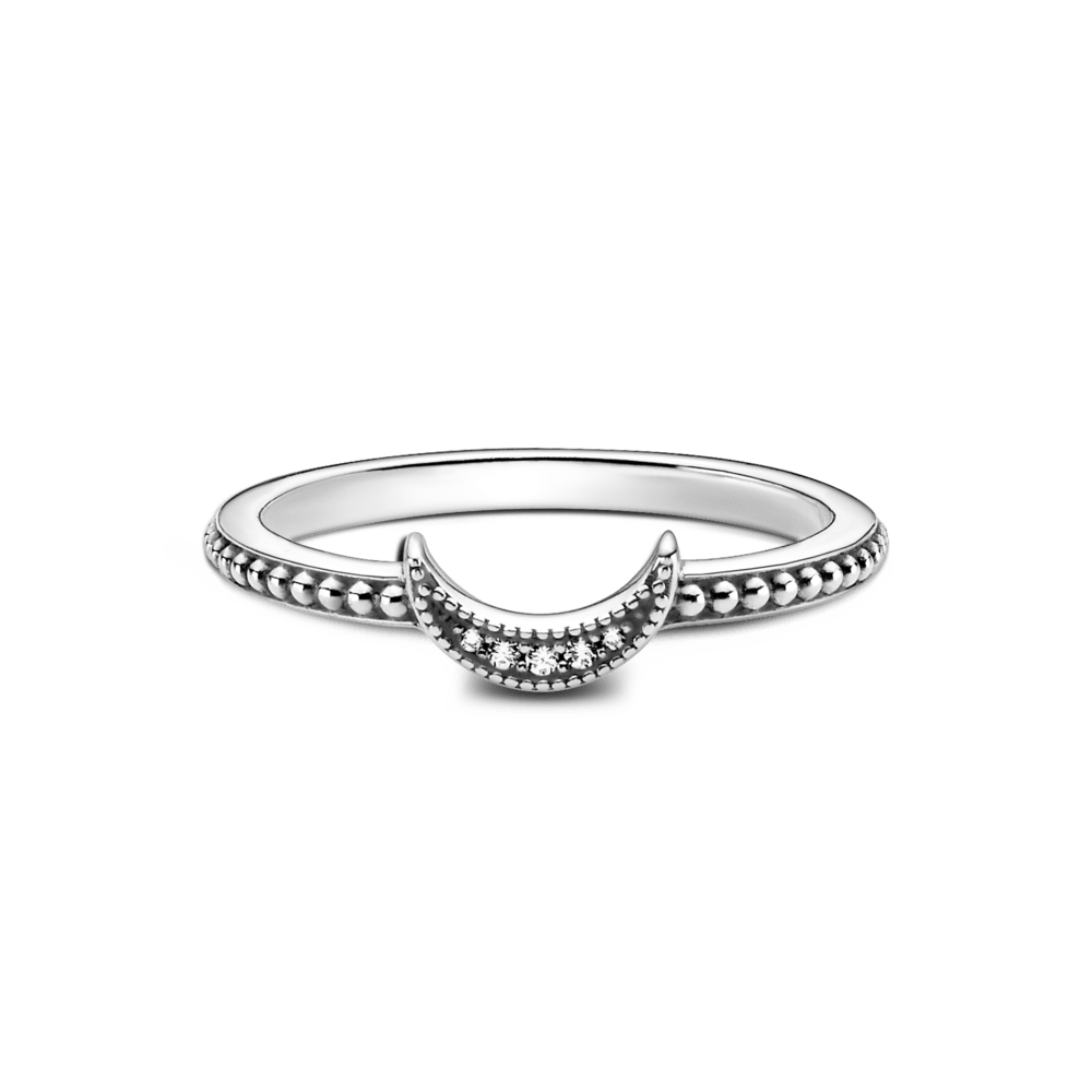 Pusmėnulio formos žiedas su karoliukais - Pandora LT