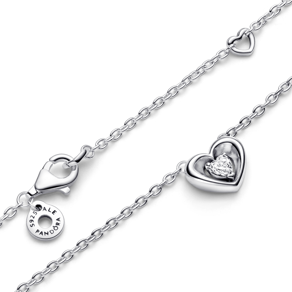 Radiant Heart & Floating Stone Pendant Collier Necklace karoliai - Pandora Lietuva