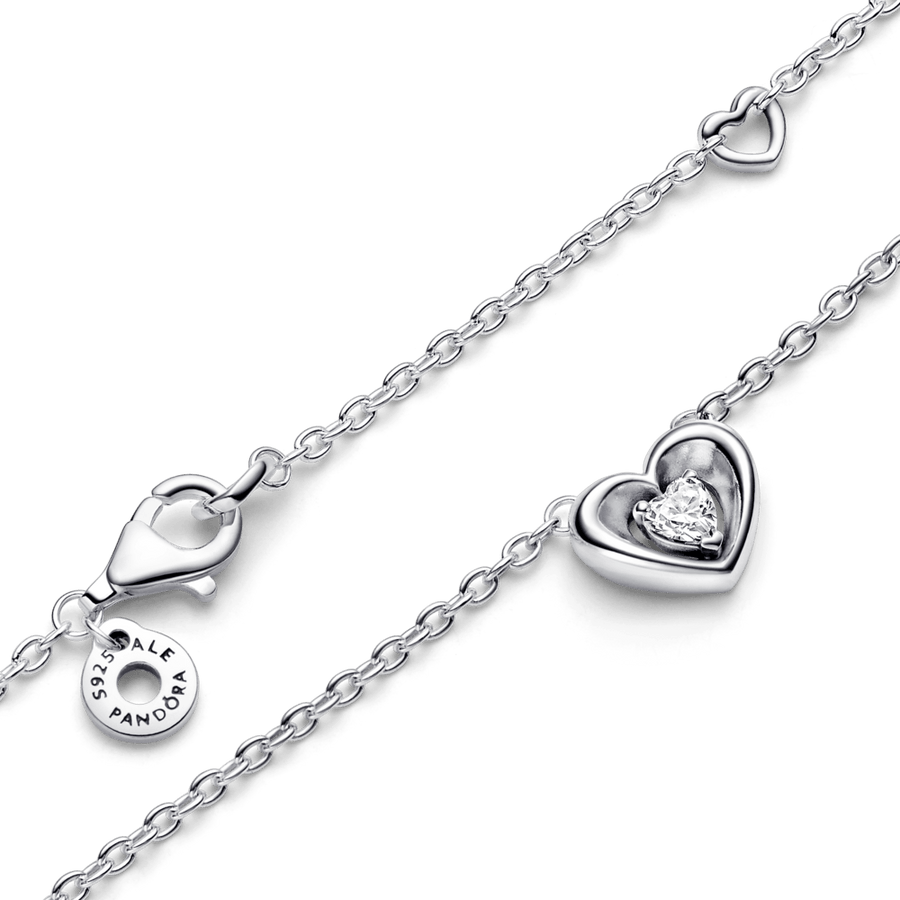 Radiant Heart & Floating Stone Pendant Collier Necklace karoliai - Pandora Lietuva