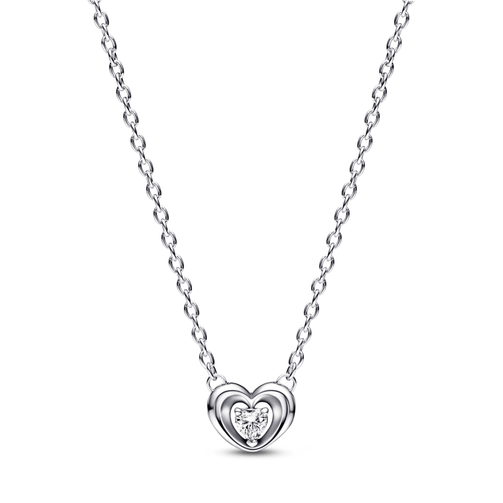 Radiant Heart & Floating Stone Pendant Collier Necklace karoliai - Pandora LT