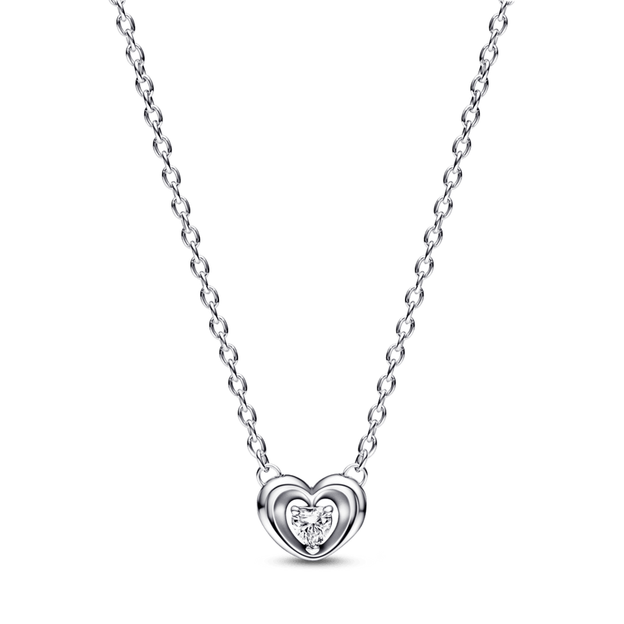 Radiant Heart & Floating Stone Pendant Collier Necklace karoliai - Pandora LT