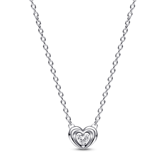 Radiant Heart & Floating Stone Pendant Collier Necklace karoliai - Pandora LT