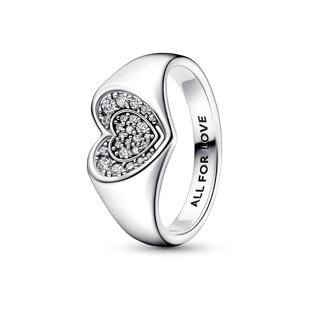 Radiant Heart Pave Signet Ring žiedas - Pandora LT