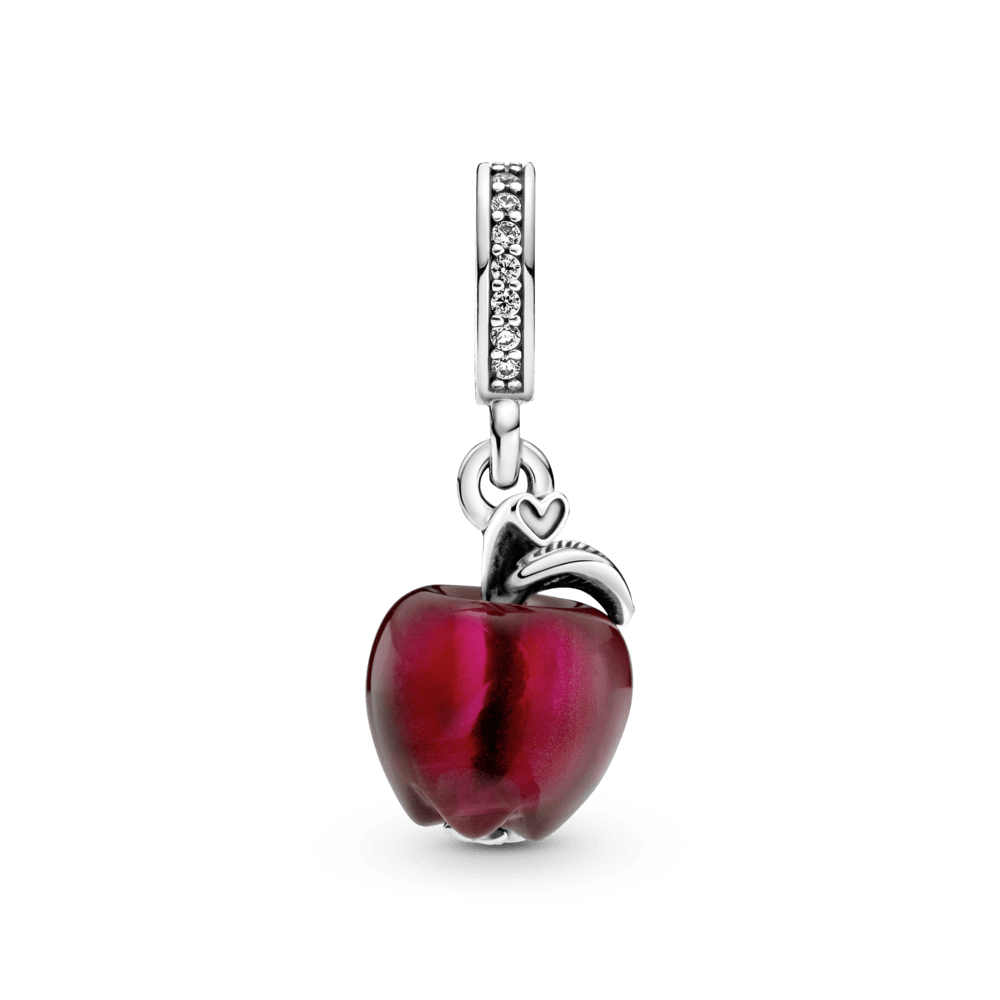 Raudono obuolio su murano stiklu kabantis karoliukas - Pandora LT