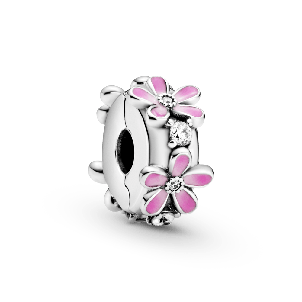 Rausvas gėlės ramunės spaustukas - Pandora LT