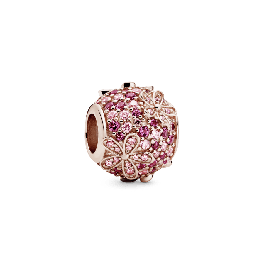 Rausvas Pavé gėlės ramunės karoliukas - Pandora Lietuva