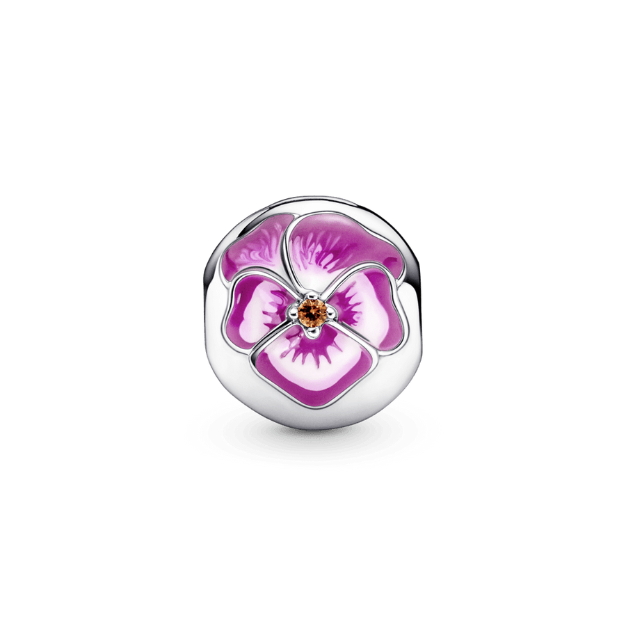 Rausvos gėlės našlaitės spaustukas - Pandora Lietuva