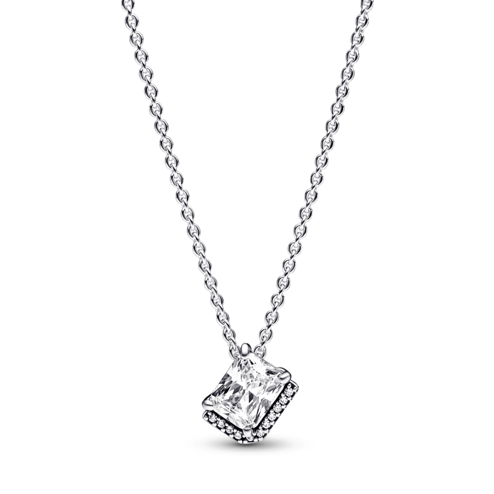 Rectangular Sparkling Halo Collier Necklace - Pandora LT