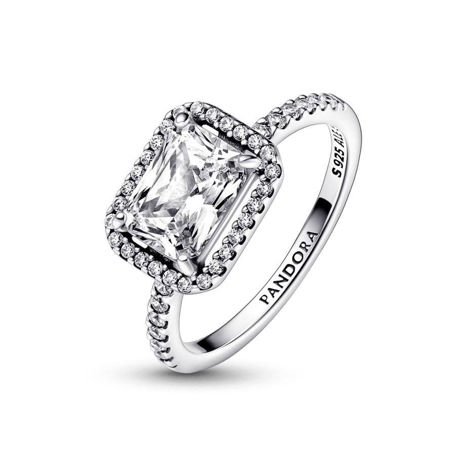 Rectangular Sparkling Halo Ring - Pandora LT